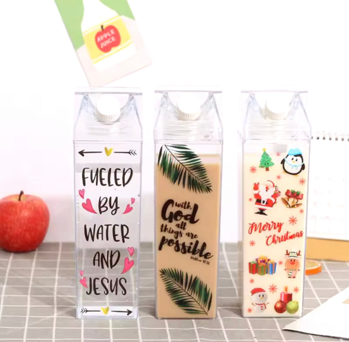 Transparent Milk Bottle, Portable Clear Plastic Juice Thermos, Acrylic Detox Water Bottle Transparent Milk Bottle, Portable Clear Plastic Juice Thermos, Acrylic Detox Water Bottle